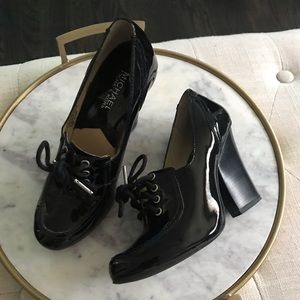 Michael Kors Black Patent Lattington Oxford Shoes